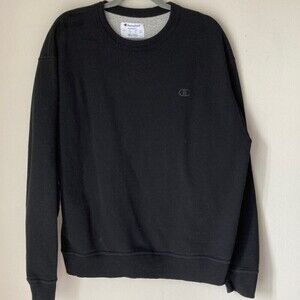 Vintage Champion Classic Logo Crewneck Sweatshirt Black Men’s Size Large Cotton